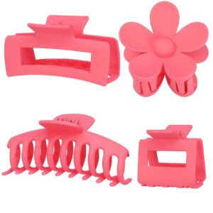 4 Pack Claw Clips Flower Hair Clips Banana Hair Claws Large and Small Rectangular Hair Clips for Women Girls Hair Jaw for Thin Thick Hair