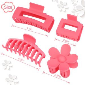 4 Pack Claw Clips Flower Hair Clips Banana Hair Claws Large and Small Rectangular Hair Clips for Women Girls Hair Jaw for Thin Thick Hair