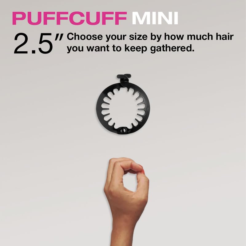 PuffCuff | Mini 2.5" Hair Clamps | For All Natural Thick, Curly, Kinky, Textured, Locs, or Braided Hair | Painless, Damage-Free Styling Tool | Black | 3 Pieces