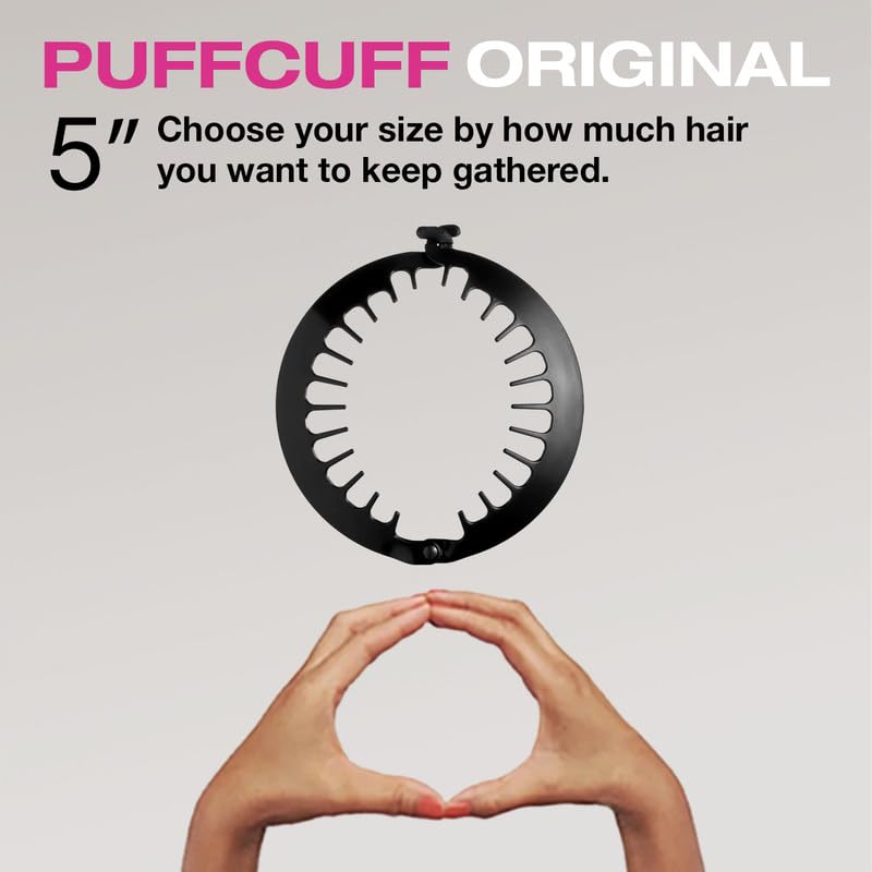 PuffCuff | Original 5” Hair Clamp | For All Natural, Curly, Kinky, Textured, Locs, and Braided Hair | Painless, Damage-Free Styling Tool Made Specifically for Big Hair | Black | 1 Piece