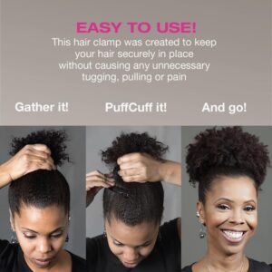 PuffCuff | Original 5” Hair Clamp | For All Natural, Curly, Kinky, Textured, Locs, and Braided Hair | Painless, Damage-Free Styling Tool Made Specifically for Big Hair | Black | 1 Piece