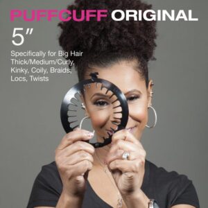 PuffCuff | Original 5” Hair Clamp | For All Natural, Curly, Kinky, Textured, Locs, and Braided Hair | Painless, Damage-Free Styling Tool Made Specifically for Big Hair | Black | 1 Piece