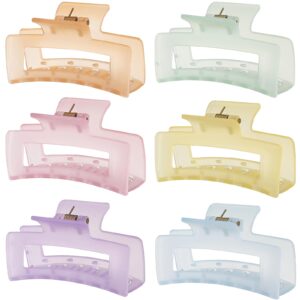 sisiaipu 3.5 inch medium hair claw clips 6 pack hair clips for women square claw clips rectangle clips for hair banana jaw clips hair accessories for girls -ice cream