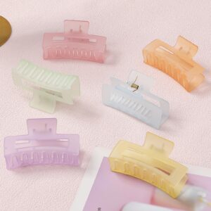 Sisiaipu 3.5 Inch Medium Hair Claw Clips 6 Pack Hair Clips for Women Square Claw Clips Rectangle Clips for Hair Banana Jaw Clips Hair Accessories for Girls -Ice Cream