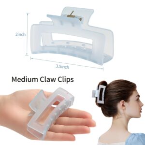 Sisiaipu 3.5 Inch Medium Hair Claw Clips 6 Pack Hair Clips for Women Square Claw Clips Rectangle Clips for Hair Banana Jaw Clips Hair Accessories for Girls -Ice Cream