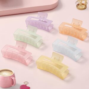 Sisiaipu 3.5 Inch Medium Hair Claw Clips 6 Pack Hair Clips for Women Square Claw Clips Rectangle Clips for Hair Banana Jaw Clips Hair Accessories for Girls -Ice Cream