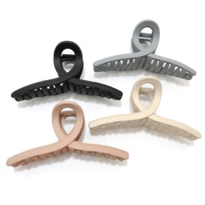 nalodu 4.3 inch hair claw clips large no slip big matte jaw butterfly clip for thin fine thick hair women, 4 pack