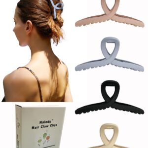 Nalodu 4.3 Inch Hair Claw Clips Large No Slip Big Matte Jaw Butterfly Clip for Thin Fine Thick Hair Women, 4 Pack