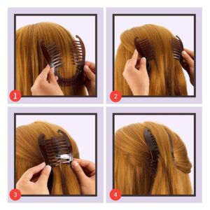 Numblartd 3Pcs Plastic Interlocking Banana Clip Combs - Two Sides Hair Combs Elongated Ponytail Hair Clincher Hair Accessories Ponytail Holder for Women (Clear)