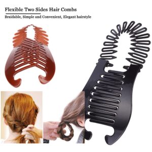 Aaiffey 4pcs Banana Hair Clips Flexible Banana Clips Fishtail Hair Clip Ponytail Holder Vintage Clincher Hair Combs Clip for Thick Fine Curly Hair Double Banana Clip Set for Women Girls