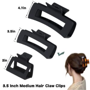 Sisiaipu 3.5 Inch Medium Hair Claw Clips 12 Pcs Square Claw Clips for Thick and Thin Hair Rectangular Rectangle Hair Clips Jaw Clips Bulk Hair Accessories for women and Girls - Basic