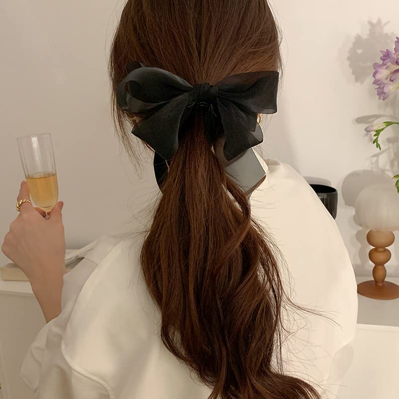 Hair Bows Clips for Women Ponytail Holders for Girls Black Bowknot Banana Hair Clips for Thick Thin Fine Hair Bow Jaw Claw Clips for Women Birthday Christmas Gifts