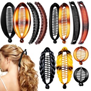 12 pieces banana hair clips hair comb clips plastic classic ponytail banana hair holder for women girls, 6 styles (classic)