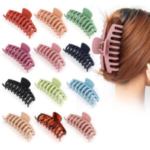 12 pcs large hair clips for women with non-slip material 4.3 inches banana hair claw clips strong jaw and lightweight claw clips for thick hair and thin hair best gift hair accessories for women