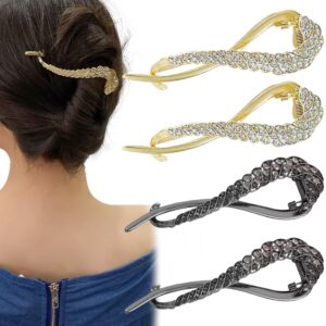 kuuguu 4 pcs new rhinestone one word hair clips french banana clip,pearl decor banana clip french style twist hair barrette non slip jaw hair claws hair accessories