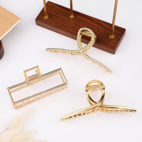 Mehayi 3 PCS Metal Large Claw Clips for Thick Heavy Hair, Strong Hold Big Non-Slip Hair Catch Barrette Jaw Clamp for Long Hair, Fashion Styling Accessories for Women Girls