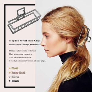 Metal Hair Clips for Women, 4pcs Square Claw Clips for Thick Hair, Large Hair Clips Rectangle Claw Clip, Banana Clips Hair Rose Gold Black Silver Gold Hair Clips 3.5 Inches