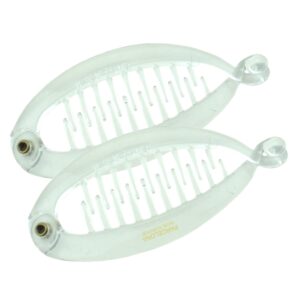 Parcelona French Effortless Mini Set of 2 Celluloid Banana Hair Clip for Fine Hair, Made in France (Clear)