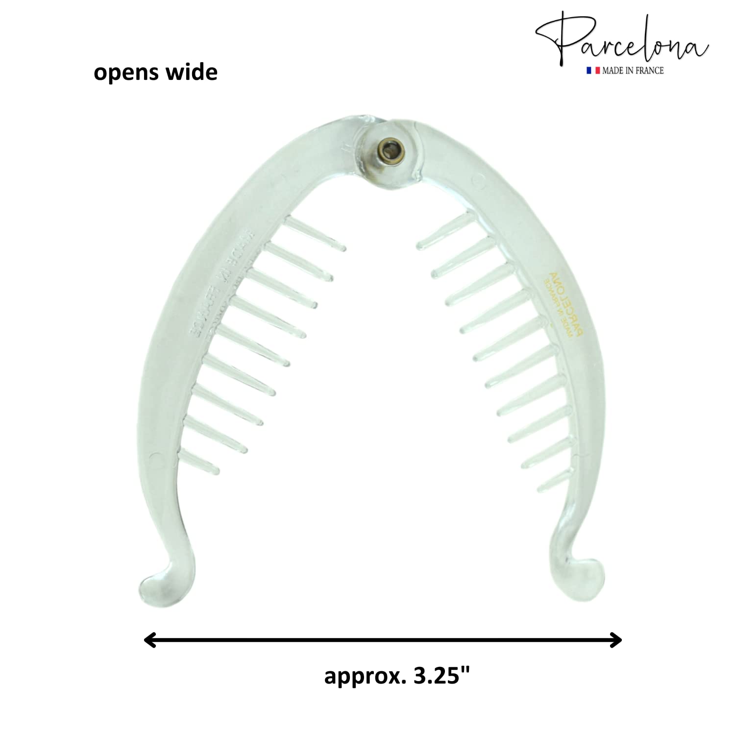 Parcelona French Effortless Mini Set of 2 Celluloid Banana Hair Clip for Fine Hair, Made in France (Clear)