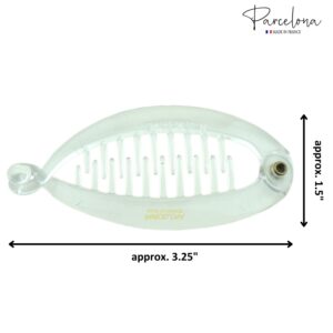 Parcelona French Effortless Mini Set of 2 Celluloid Banana Hair Clip for Fine Hair, Made in France (Clear)