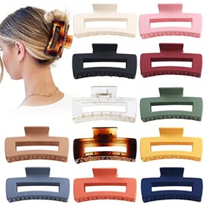 sisiaipu 4.1 inch large hair claw clips 12 pcs big claw clips for thick hair square hair clips jumbo jaw clips bulk hair accessories for women and girls - basic