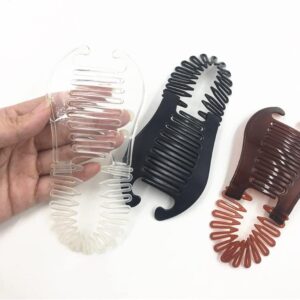 3Pcs Banana Hair Clips for Women - Banana Hair Clips, Banana Clips Hair for Fine Hair, Soft Bendable Hair Combs, Banana Clips Hair for Thick Hair (Brown+Black+White)