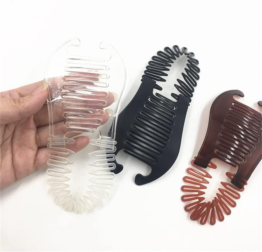 3Pcs Banana Hair Clips for Women - Banana Hair Clips, Banana Clips Hair for Fine Hair, Soft Bendable Hair Combs, Banana Clips Hair for Thick Hair (Brown+Black+White)