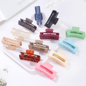 12 Pack Claw Clips for Thick Hair Large Hair Clips Rectangle Hair Claws 4.1 Inch Banana Clips Claw Clips for Women