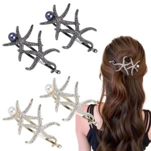 4 pcs starfish hair claws clips for women french hair clip style pearl rhinestone twist banana hairpins minimalist hair pins bridal hair accessories