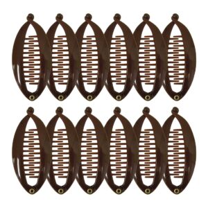 set of 12 mini banana clips - brown