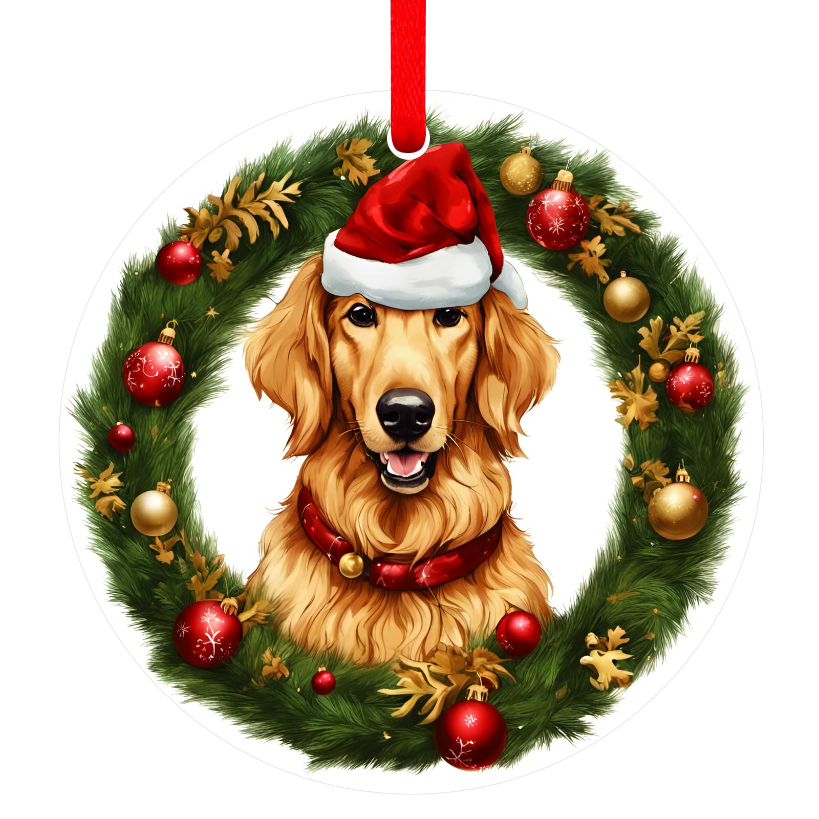 SICOHOME Golden Retriever Christmas Ornament Golden Retriever Gifts for Women and Dog Lovers Golden Retriever Xmas Tree Ornaments Round Ornament with Gift Box Xmas Present for Retrievers Lovers Gift