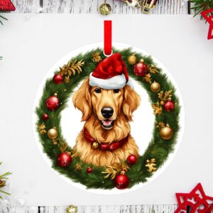 SICOHOME Golden Retriever Christmas Ornament Golden Retriever Gifts for Women and Dog Lovers Golden Retriever Xmas Tree Ornaments Round Ornament with Gift Box Xmas Present for Retrievers Lovers Gift