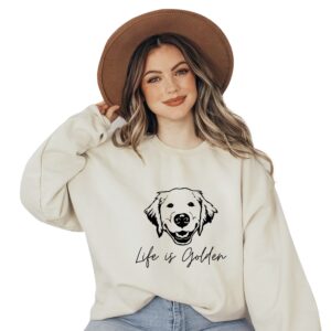 golden retriever mama women's long sleeve crewneck dog mom sweatshirt golden retriever mama print graphic shirts pullover tops