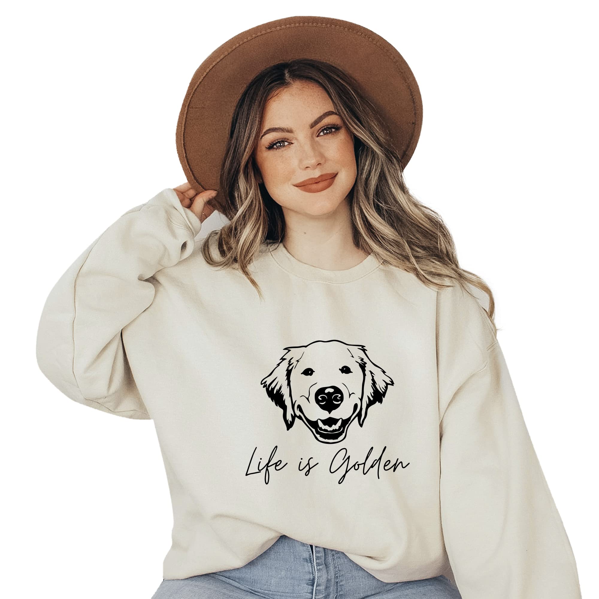 Golden Retriever Mama Women's Long Sleeve Crewneck Dog mom Sweatshirt Golden Retriever Mama Print Graphic Shirts Pullover Tops