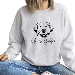 Golden Retriever Mama Women's Long Sleeve Crewneck Dog mom Sweatshirt Golden Retriever Mama Print Graphic Shirts Pullover Tops