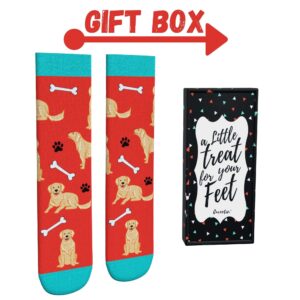 Cavertin Women's Socks Pug, Dachshund, Horse, Flamingo, French Bulldog, Golden Retriever, Bee, Elephant, Cow, Chicken, Fox (Golden)