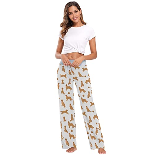 Women's Pajama Pants Golden Retriever Dogs Sleepwear Lounge Pajama Bottoms White S