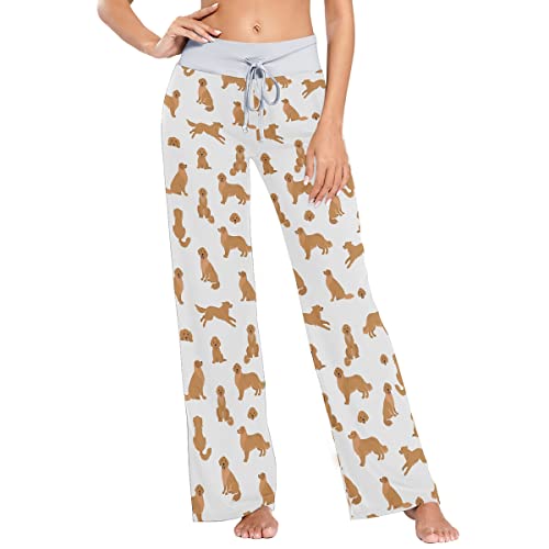 Women's Pajama Pants Golden Retriever Dogs Sleepwear Lounge Pajama Bottoms White S