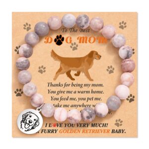 jogdiam dog mom gifts for women, dog gifts for dog lovers with gift message card, golden retriever gifts dog mom bracelets for mom, grandma, daughter, wife, girlfriend, friends