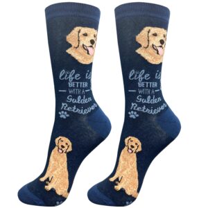 e&s pets pet lover socks - dog socks - cat socks - fun pet lover gifts - cute crew socks - unisex novelty socks - one size fits most (golden retriever)