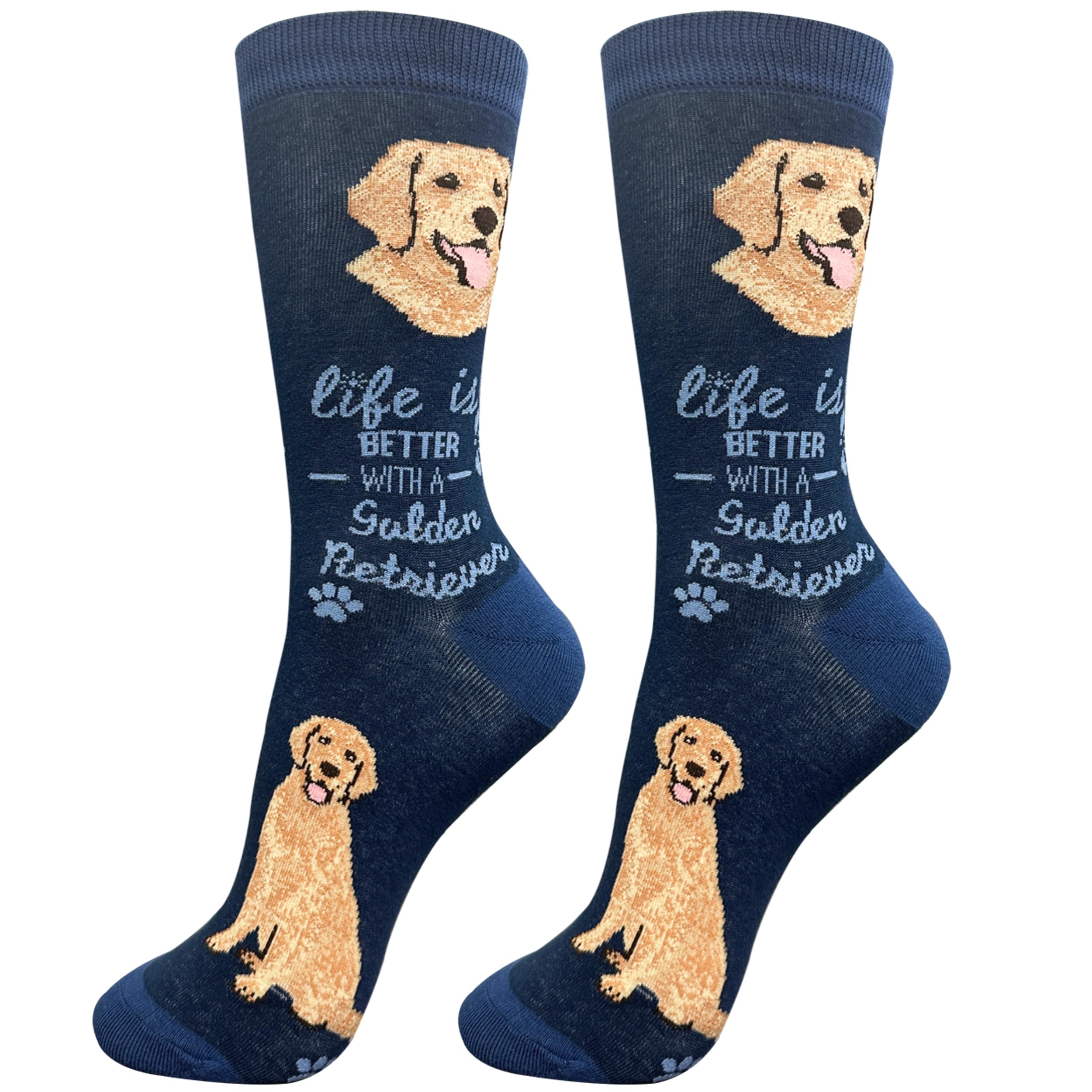 E&S Pets Pet Lover Socks - Dog Socks - Cat Socks - Fun Pet Lover Gifts - Cute Crew Socks - Unisex Novelty Socks - One Size Fits Most (Golden Retriever)