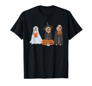 funny halloween labrador golden retriever ghost dog witch t-shirt