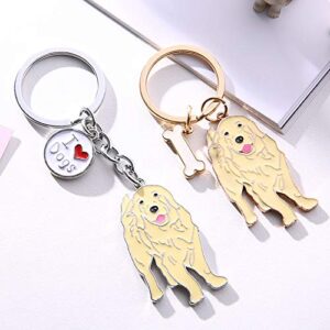 tenghong2021 Corgi Keychain Dog Zipper Cute Pendant Clip On Charm Animal Jewelry Gift Pet Lover Welsh Keyring Unisex -Golden Retriever