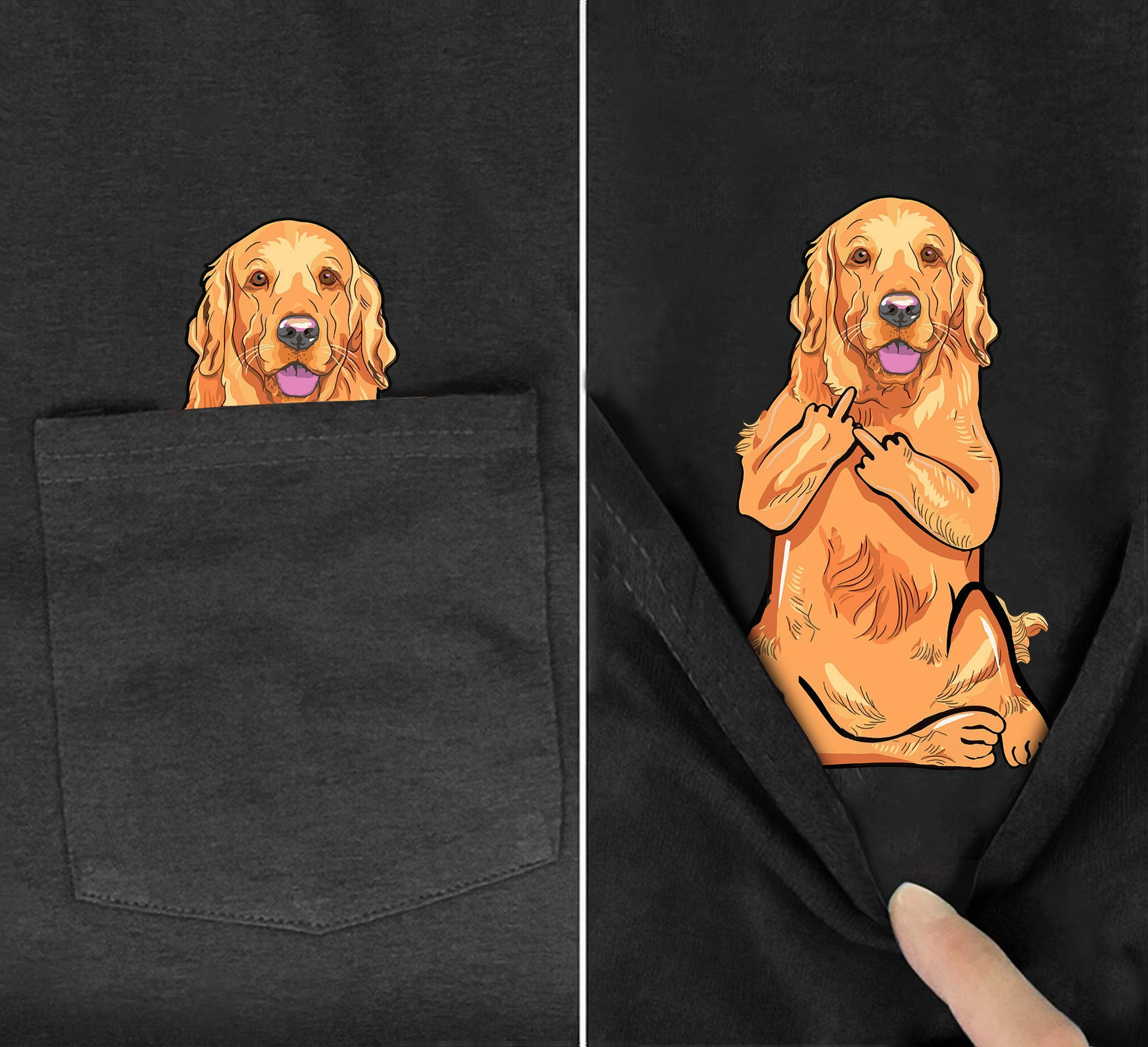 Funny Golden Retriever Middle Finger in Pocket T-Shirt Animal Lover Shirt, Vintage Birthday T-Shirt Lover Gift for Men Women