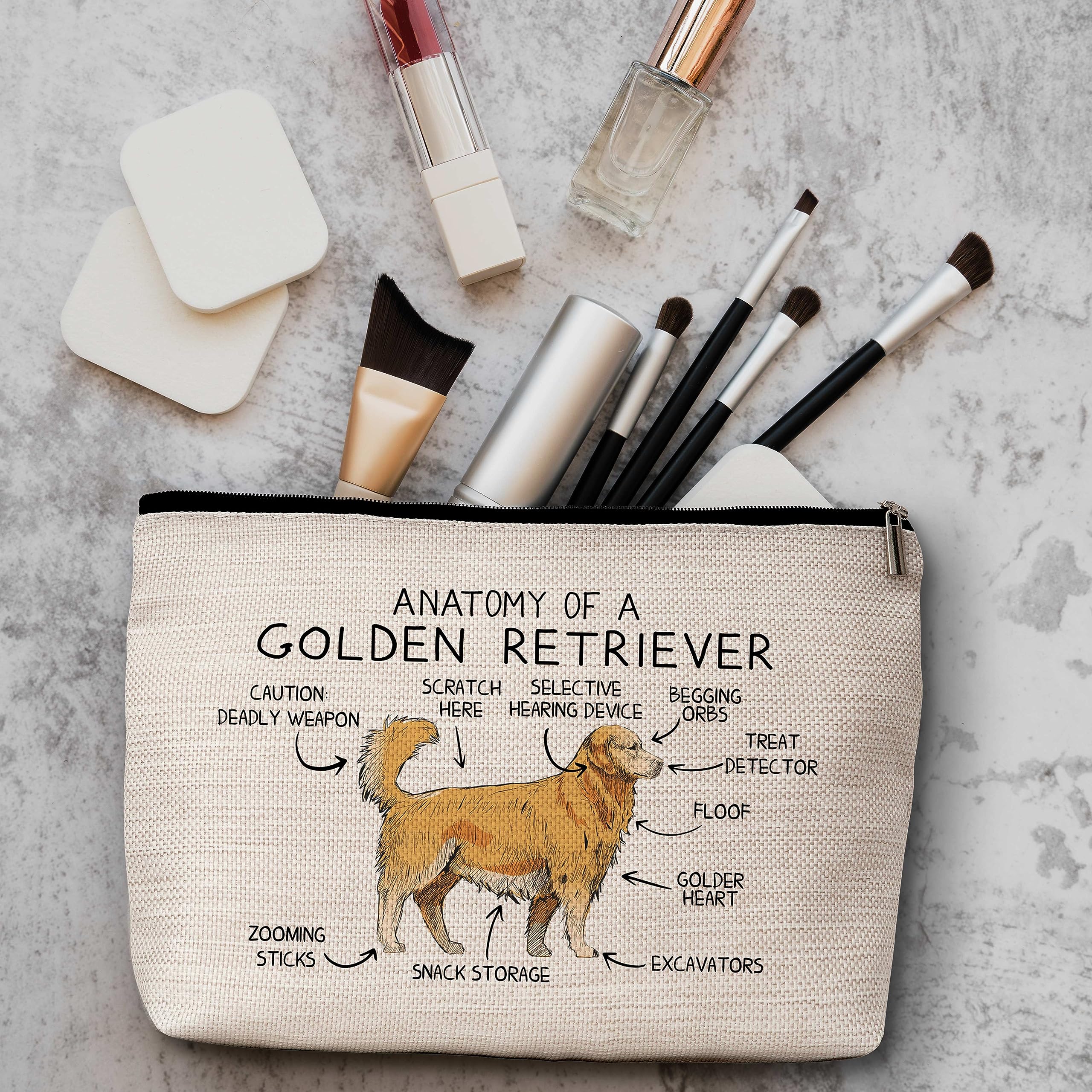 AWSICE Golden Retriever Makeup Bag Anatomy Of A Golden Retriever Cosmetic Bag Lover Gift For Pet Dog Lover Women Sister Friend-A15