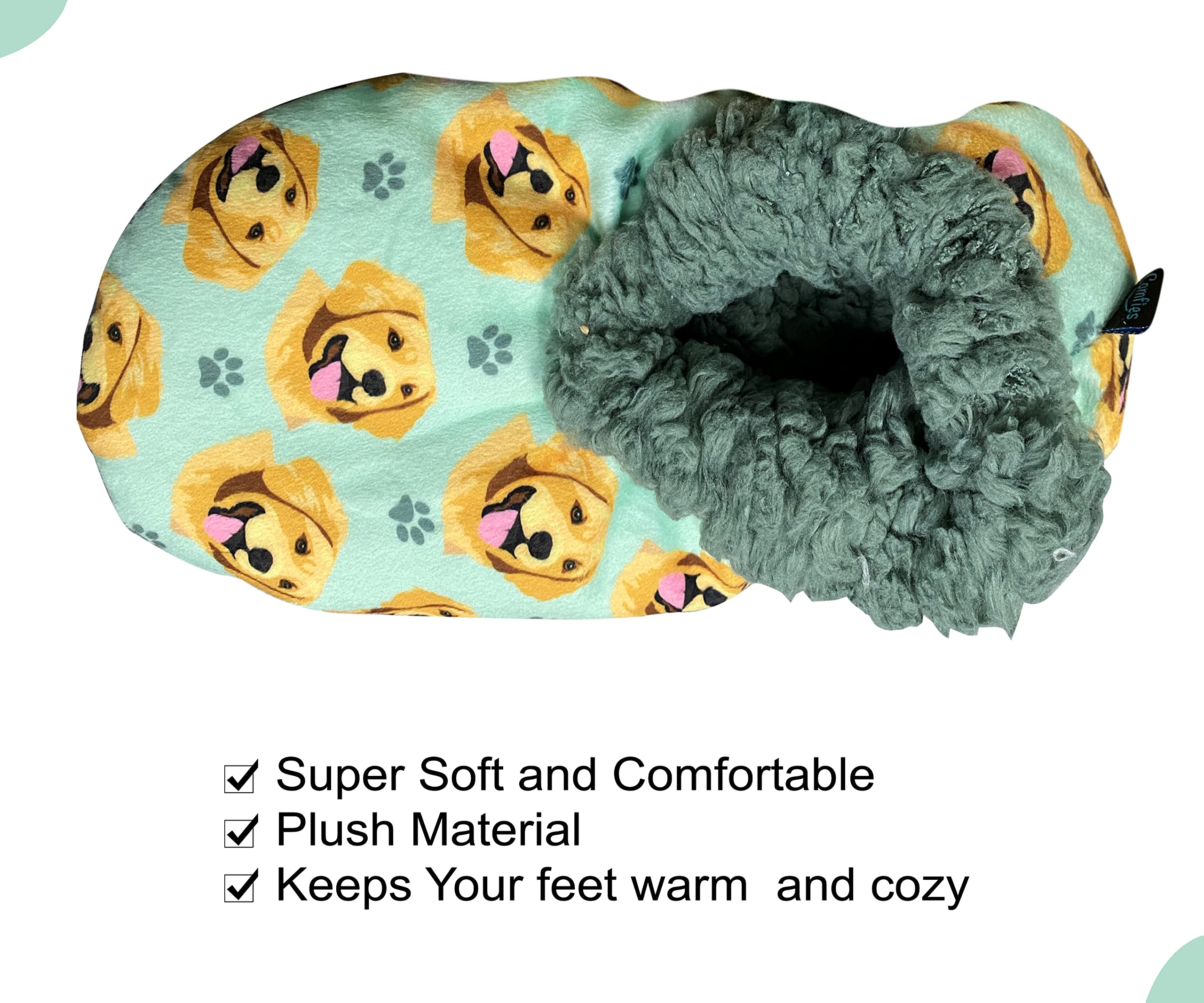 Golden Retriever Super Soft Slippers - E&S Pets - Golden Retriever Gifts - Cozy House Slippers - Non Skid Bottom - One Size Fits Most - Sherpa slipper - Pet Lover Gifts For Men And Women