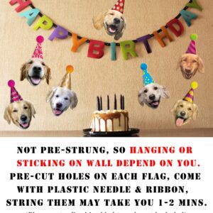 Golden Retriever Birthday Garland, Dog Face Portrait Birthday Banner, Bday Bunting Decoration…