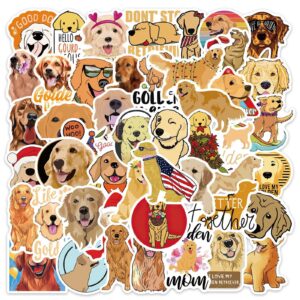 Cute Golden Retriever Stickers Pack, 50PCS Dog Stickers for Kids Teens Adults, Asverbet Waterproof Stickers for Water Bottle Laptop Phone Luggage