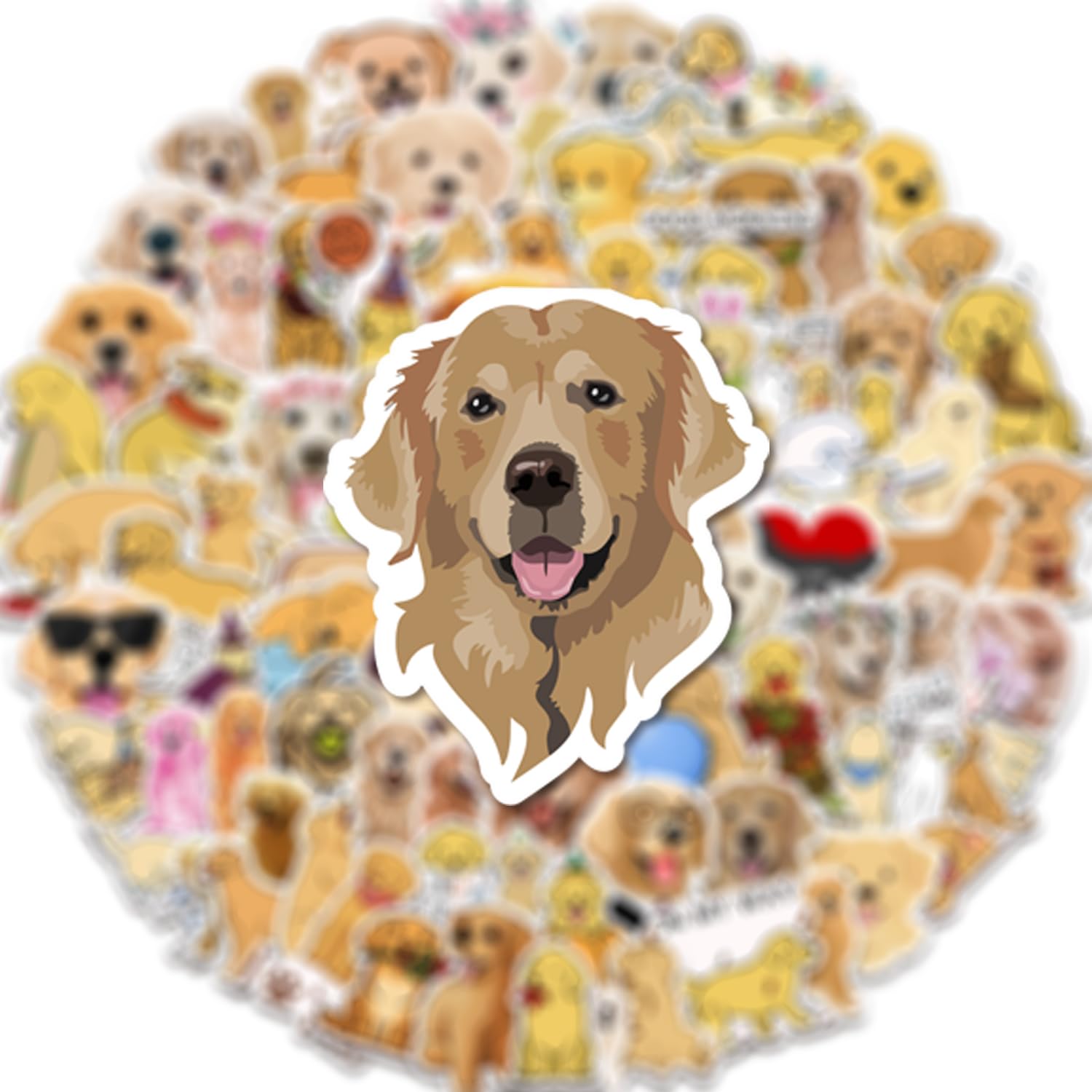 100 Pcs Golden Retriever Stickers| Vinyl Waterproof Stickers for Laptop,Computer,Phone,Skateboard,Hydro Flask,Water Bottles