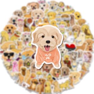 100 Pcs Golden Retriever Stickers| Vinyl Waterproof Stickers for Laptop,Computer,Phone,Skateboard,Hydro Flask,Water Bottles